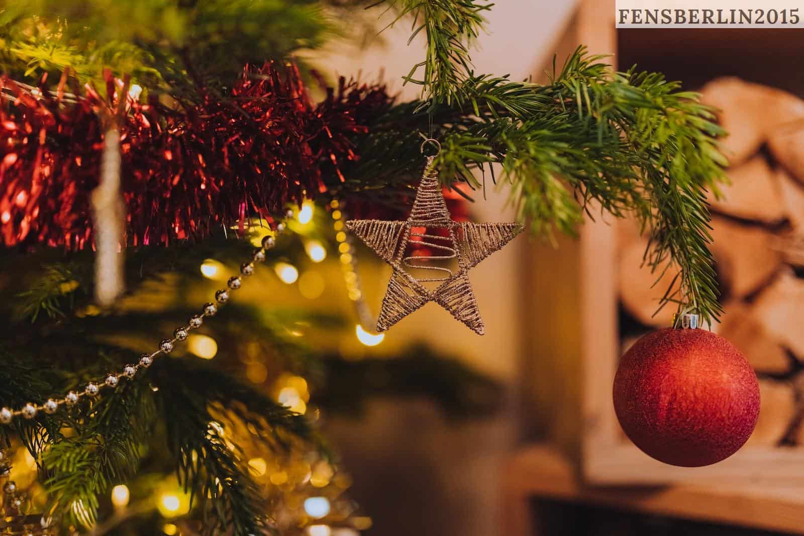 red bauble on tree